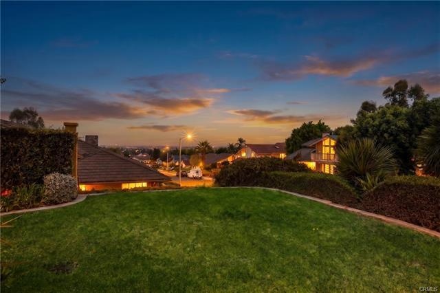 Backyard view at sunset